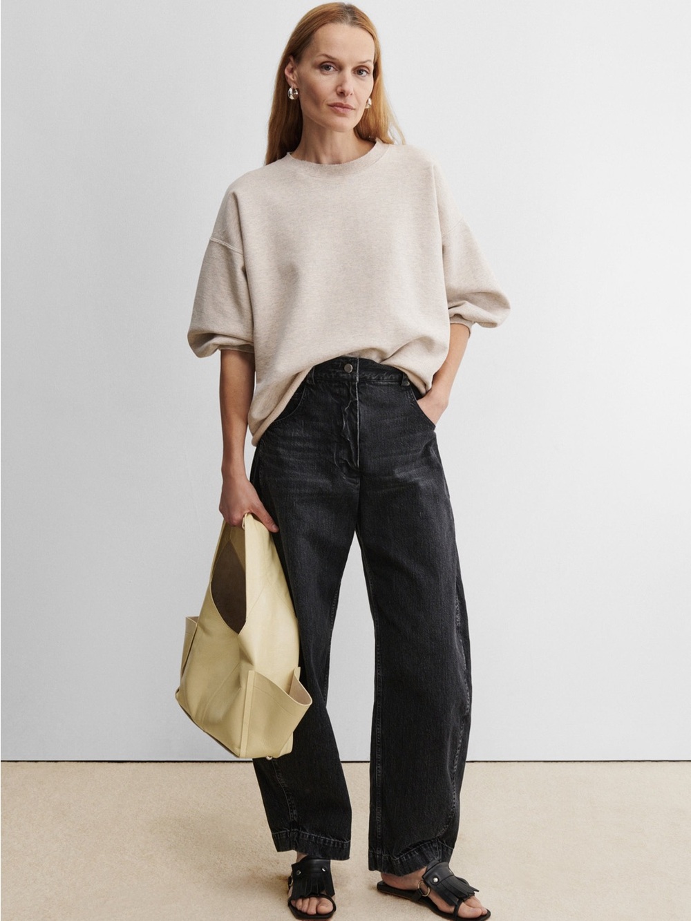 Rachel Comey Keenan Pant High-Rise Barrel Leg Jeans in Black Wash